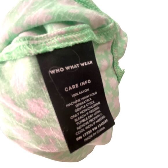 Who What Wear Green Floral Midi Puff Elbow Sleeve Dress in Size Large - Picture 14 of 14